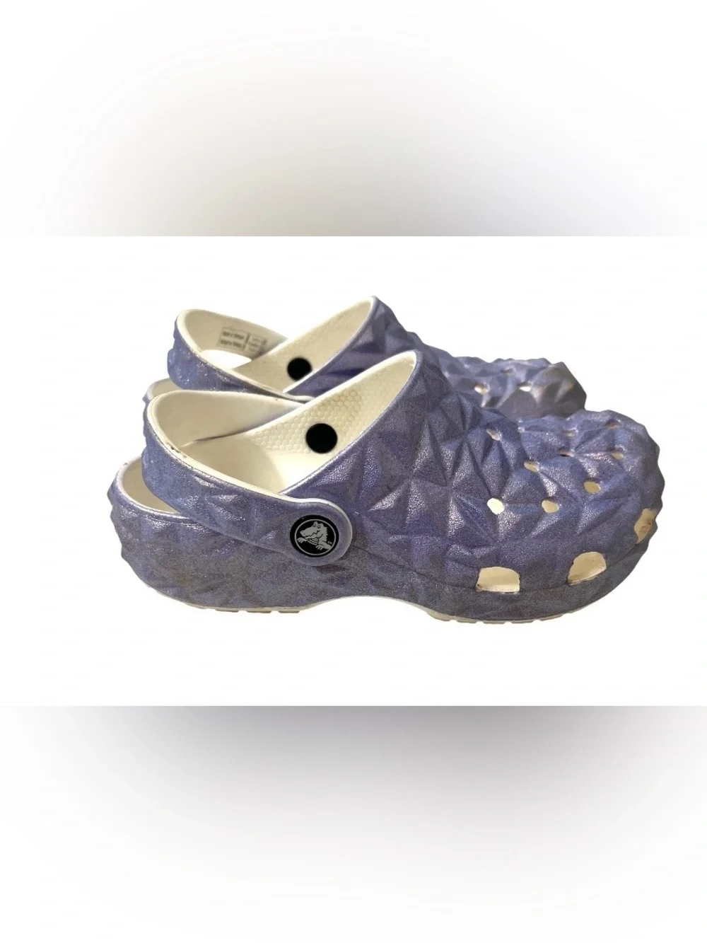 CROCS - Kids Girls Size 1 (J1) Shimmering Purple Raised 3D Pattern